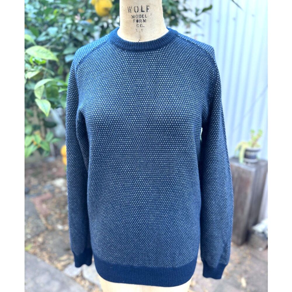 Barrow & Grove 100% Cashmere Royal Navy & White Long Sleeve Sweater Size M